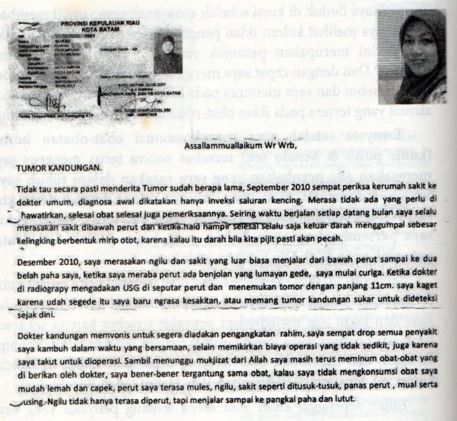 Foto testimoni Ibu Sukini