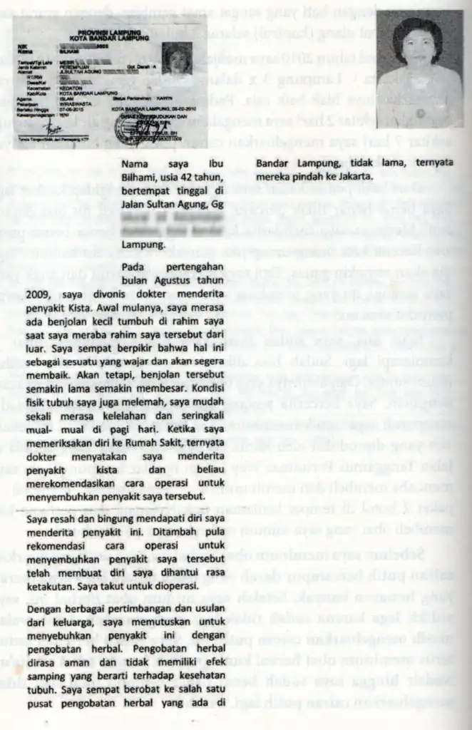 Foto testimoni Ibu Bilhami