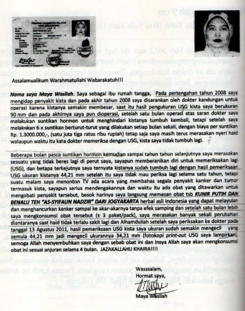 Foto testimoni Ibu Maya Wasilah