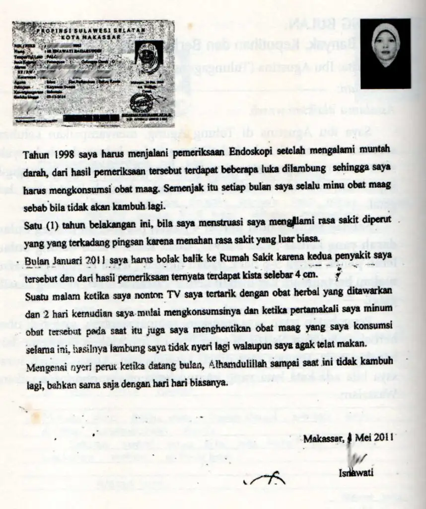 Foto testimoni Ibu Isnawati